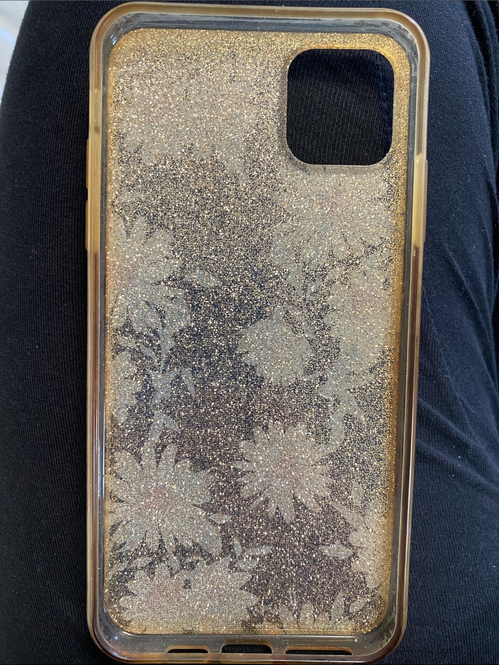 Glitter Daisy Floral Phone Case - White & Gold Sparkle - Picture 2 of 2